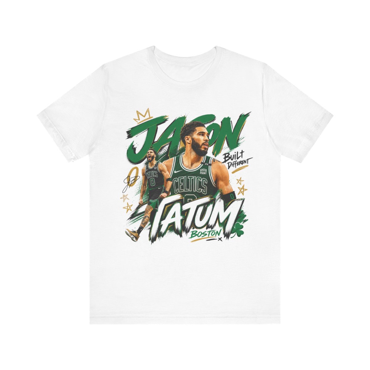 Jayson Tatum bootleg tee, Boston green and gold Celtics tribute shirt